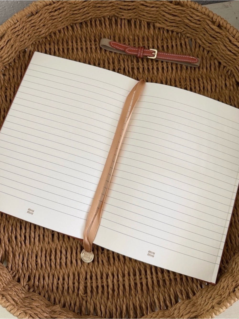 Miu Miu Terracotta Leather Notebook Cover with Belt - Picture 3 of 4